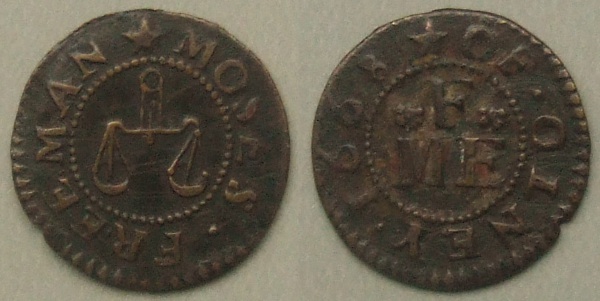 Olney, Moses Freeman 1668 farthing token